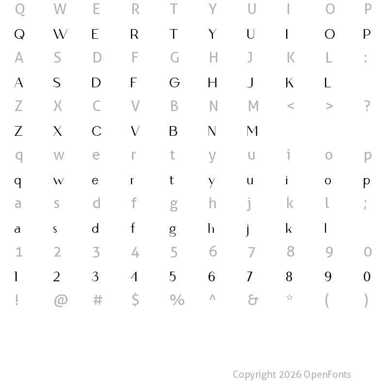 Character Map of Loving Ambros Demo Regular