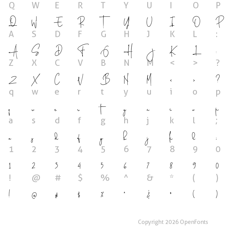 Character Map of Lovintime Regular