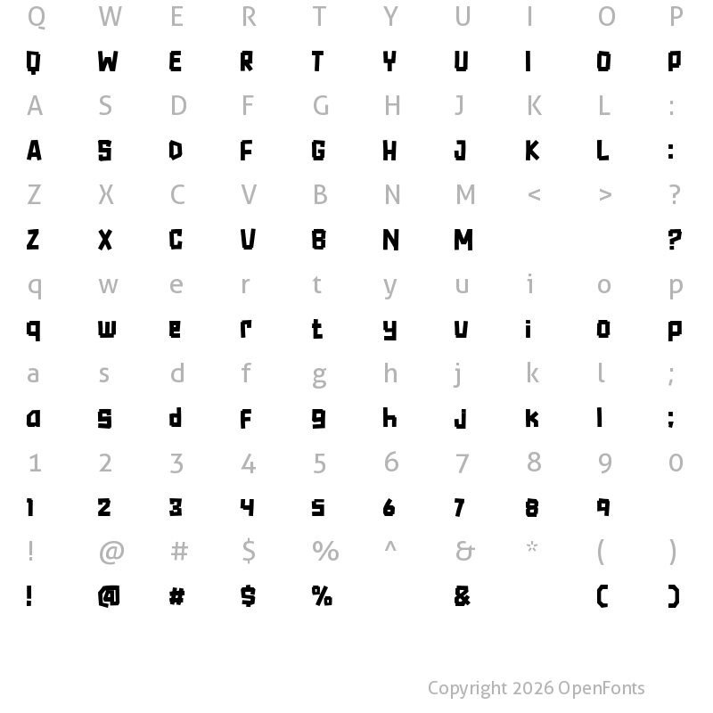 Character Map of Low Batt Regular