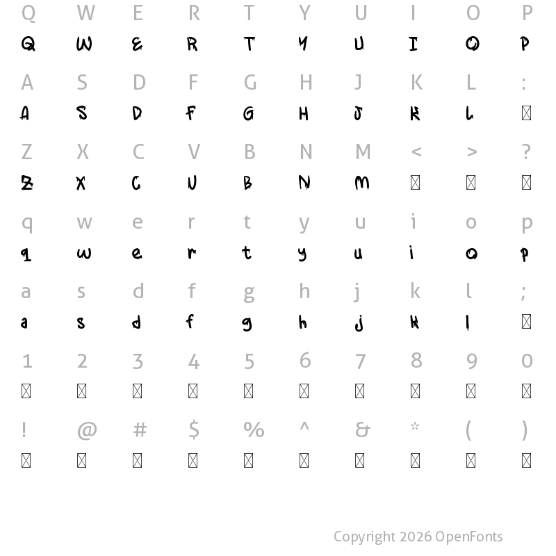 Character Map of LowBack Demo Regular
