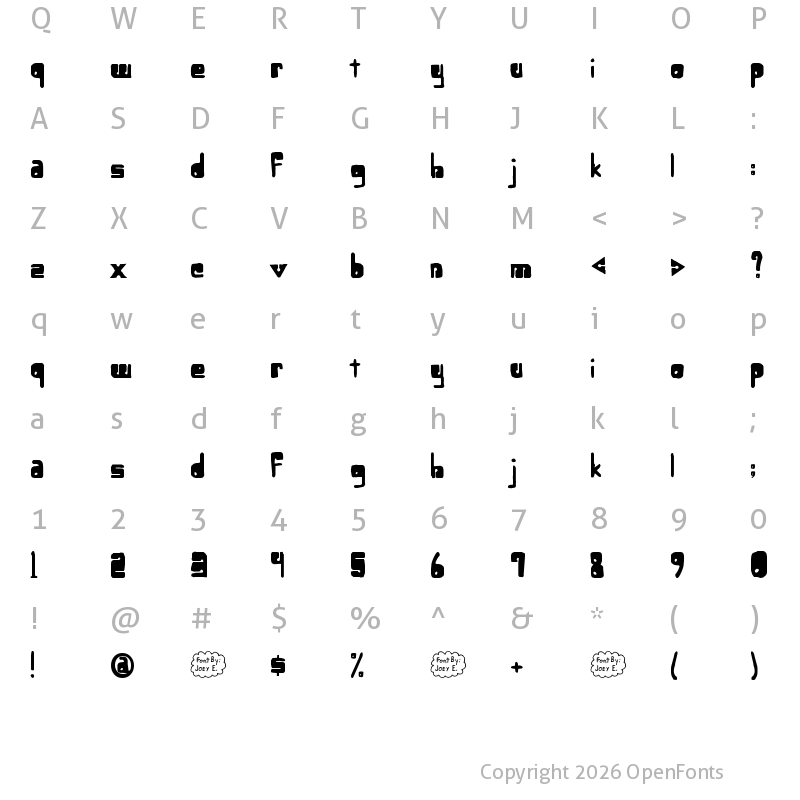 Character Map of Lower-optic Fibercase Regular