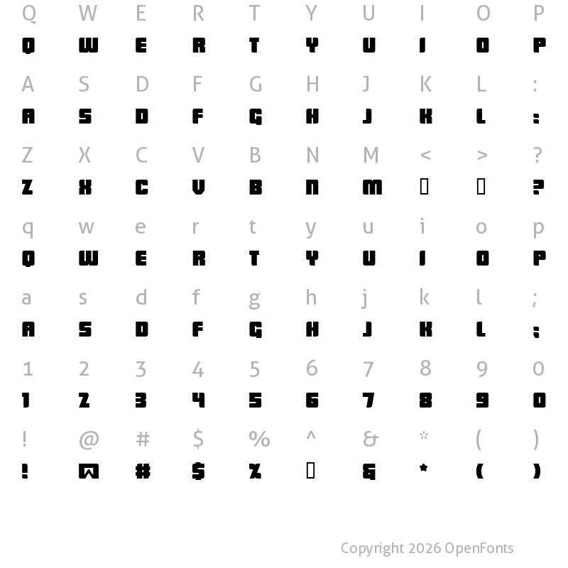 Character Map of LowRider BB Regular