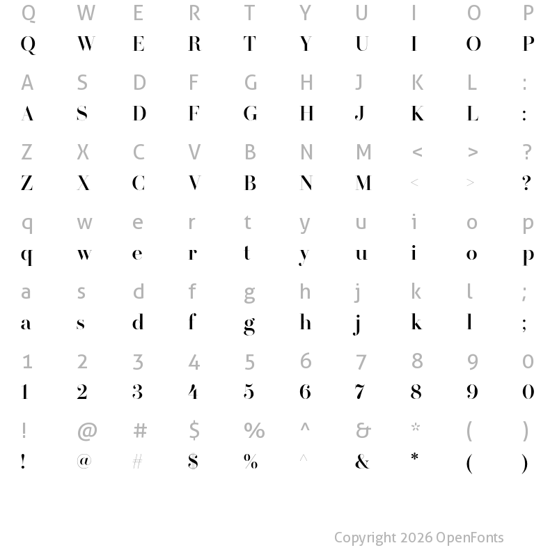 Character Map of LT Afficher Neue Display Medium