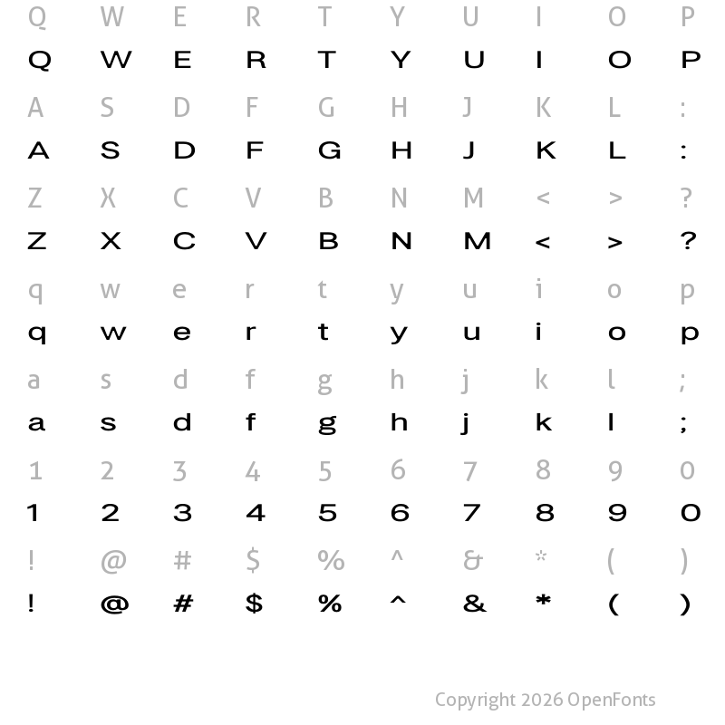 Character Map of LT Amber Wide Extra-expanded Demi-bold