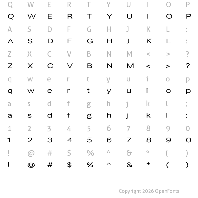 Character Map of LT Amber Wide Extra-expanded Medium
