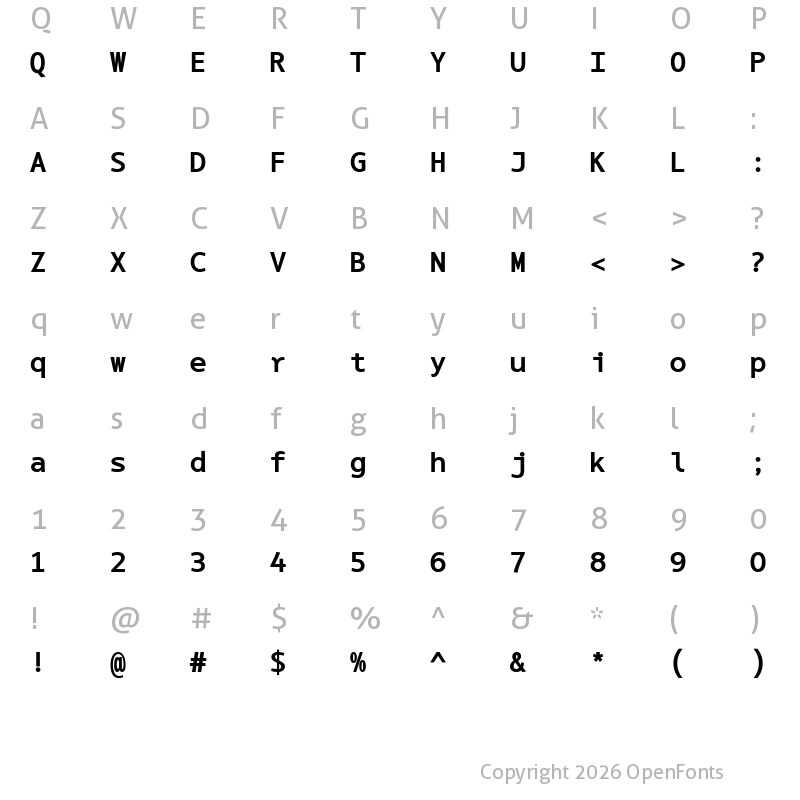 Character Map of LT Asus Mono Bold