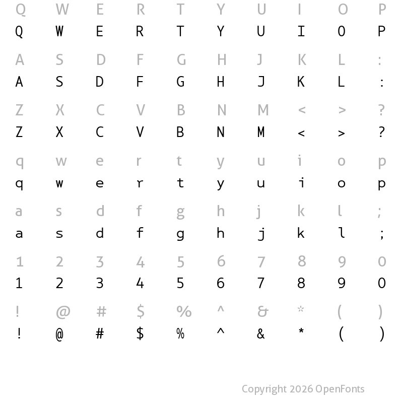 Character Map of LT Asus Mono Regular