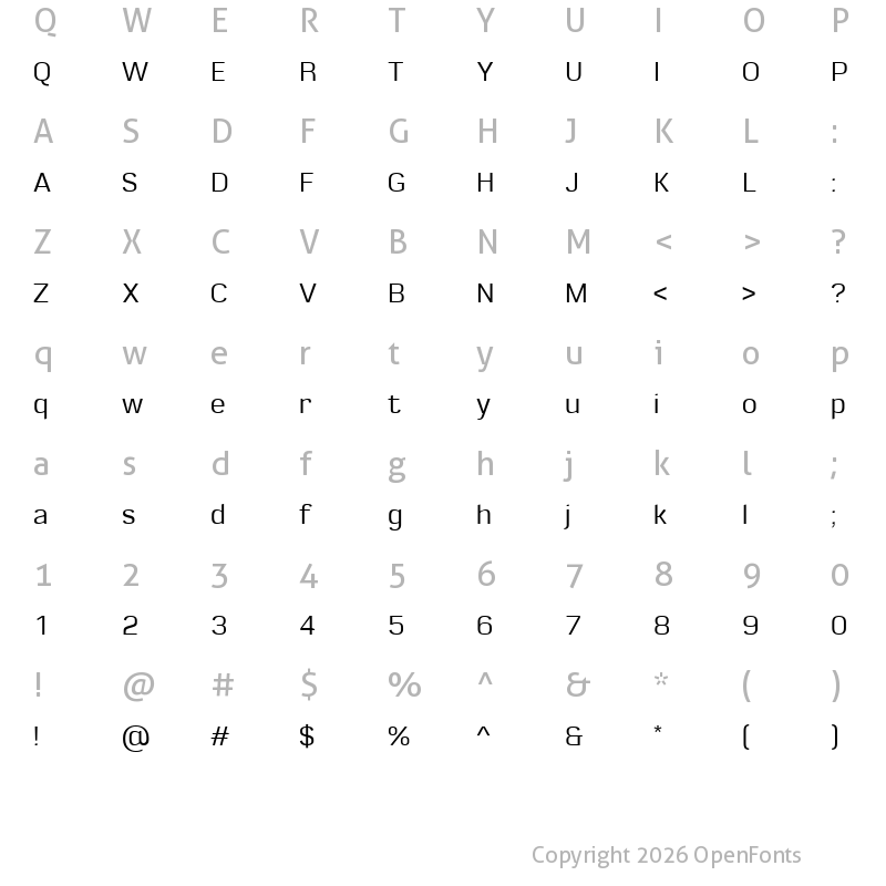 Character Map of LT Emphasis Light