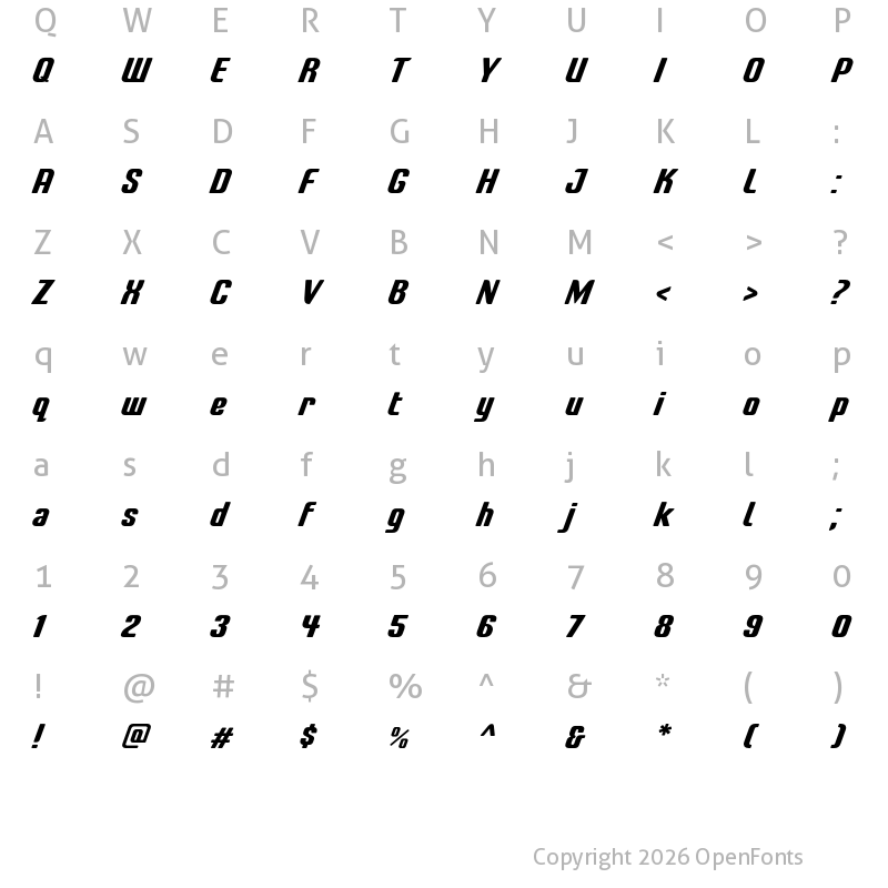Character Map of LT Energy SmRd Italic