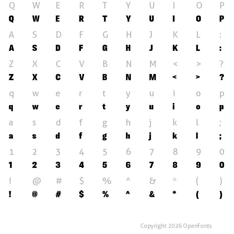 Character Map of LT Eyesight Black Semi Condensed