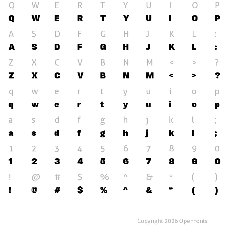 Character Map of LT Eyesight Black Semi Expanded