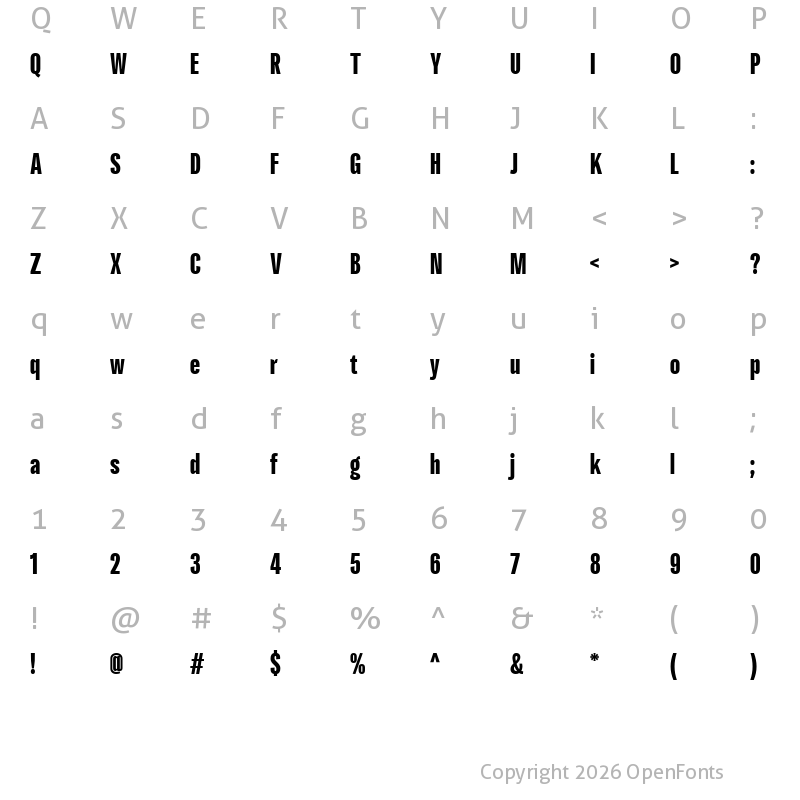 Character Map of LT Eyesight Bold Ultra Condensed
