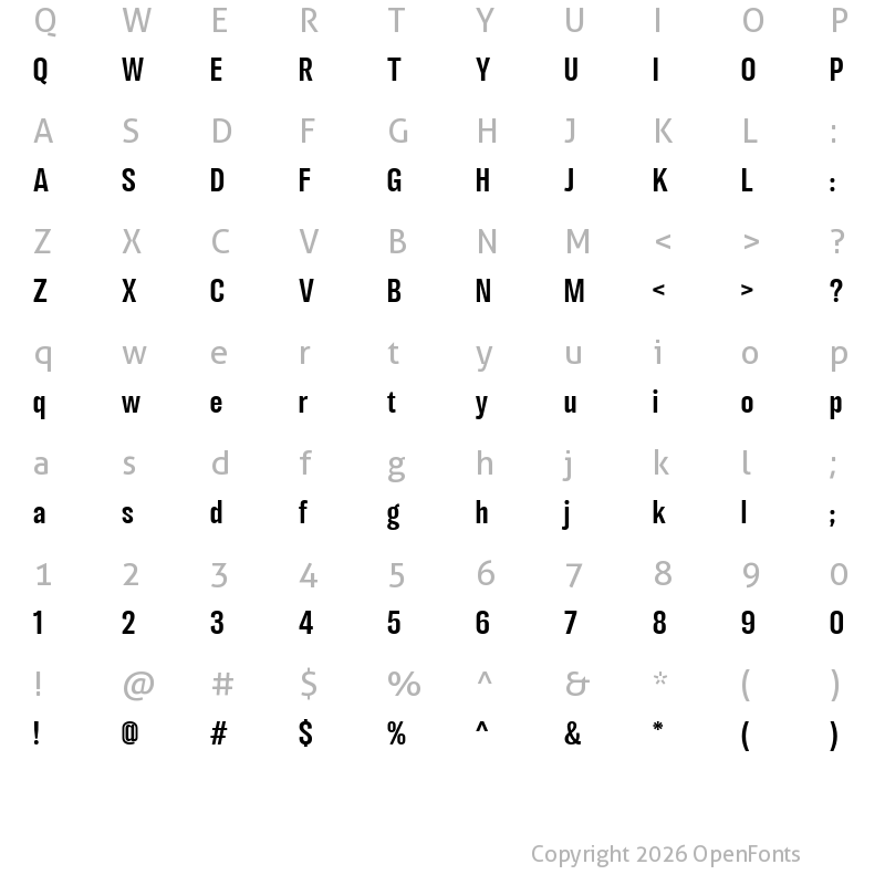 Character Map of LT Eyesight Medium Condensed