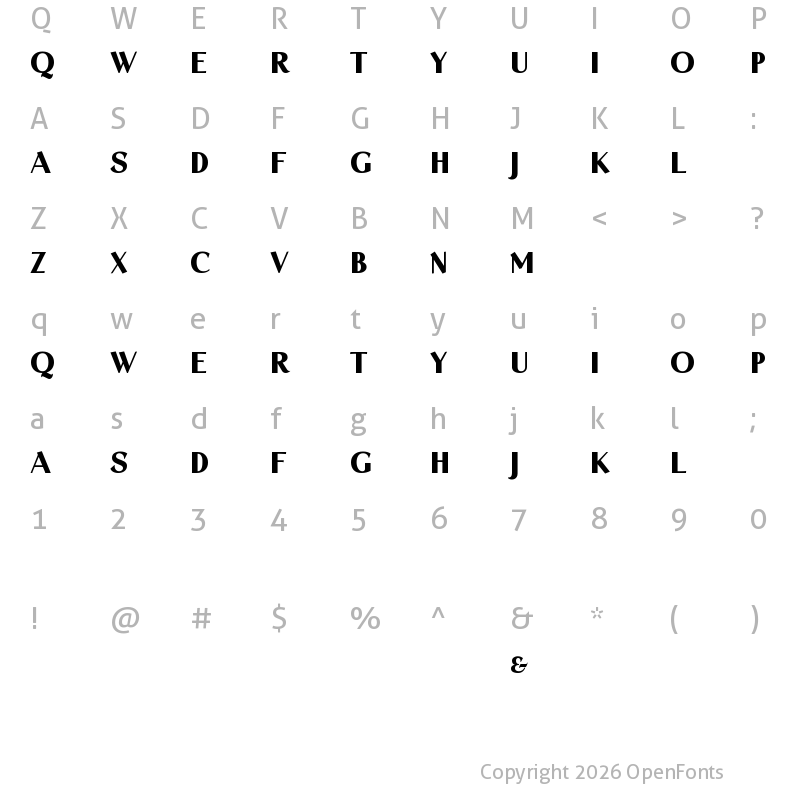 Character Map of LT Highlight ExtraBold