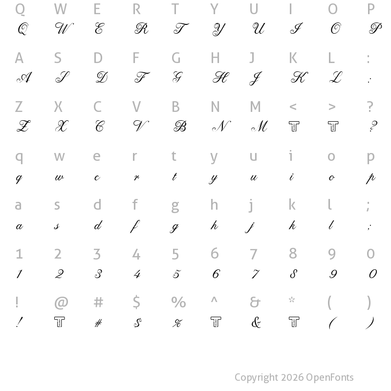 Character Map of LT Perfume Regular