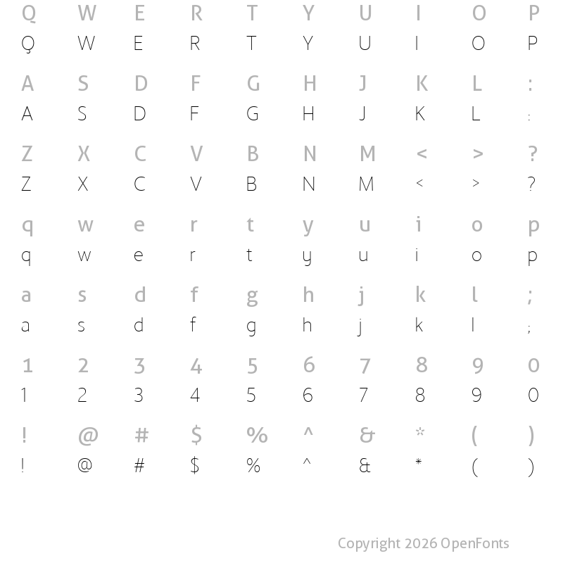 Character Map of LT Streak Extra Light