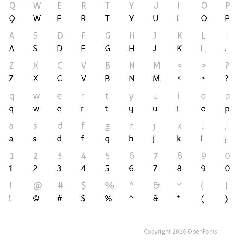 Character Map of LT Streak Medium