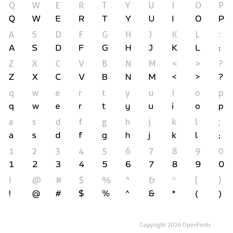Character Map of LT Wave Alt Regular