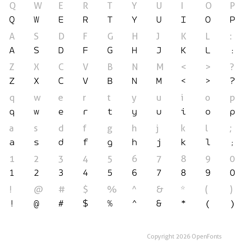 Character Map of LT Wave Mono Light