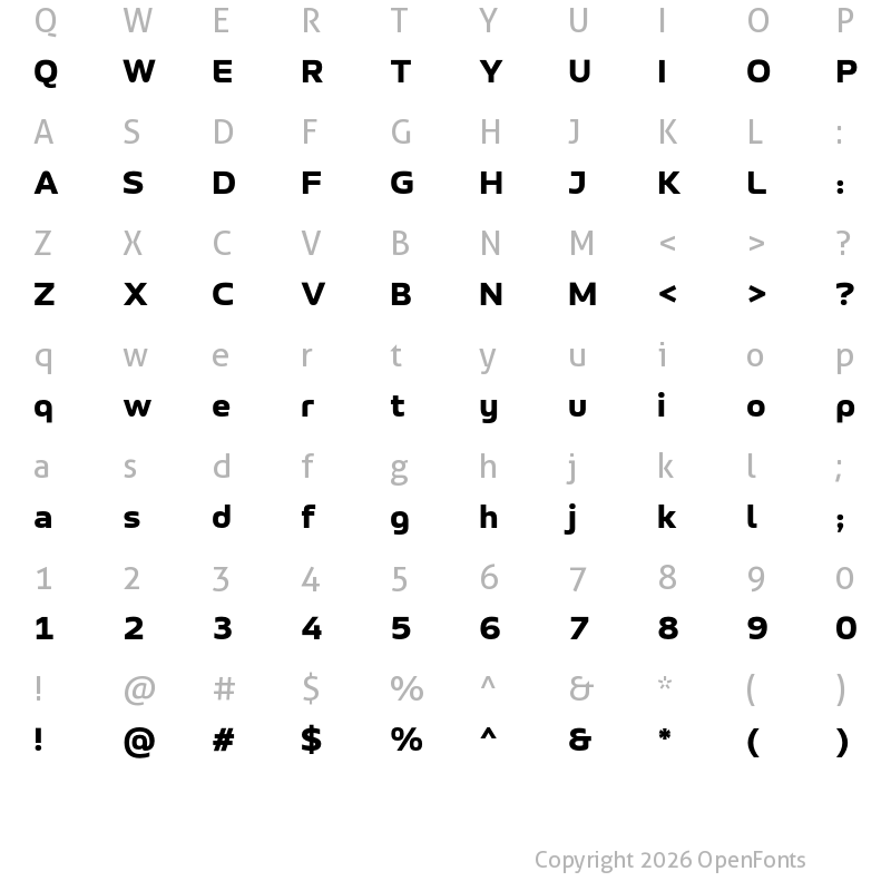 Character Map of LT Wave Text Black