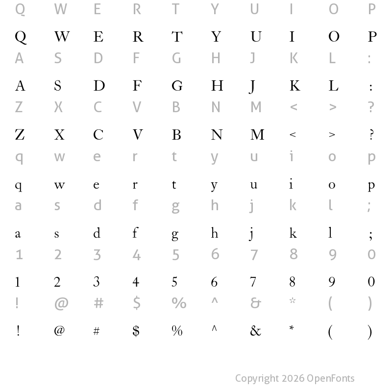 Character Map of LTC Caslon Pro Regular