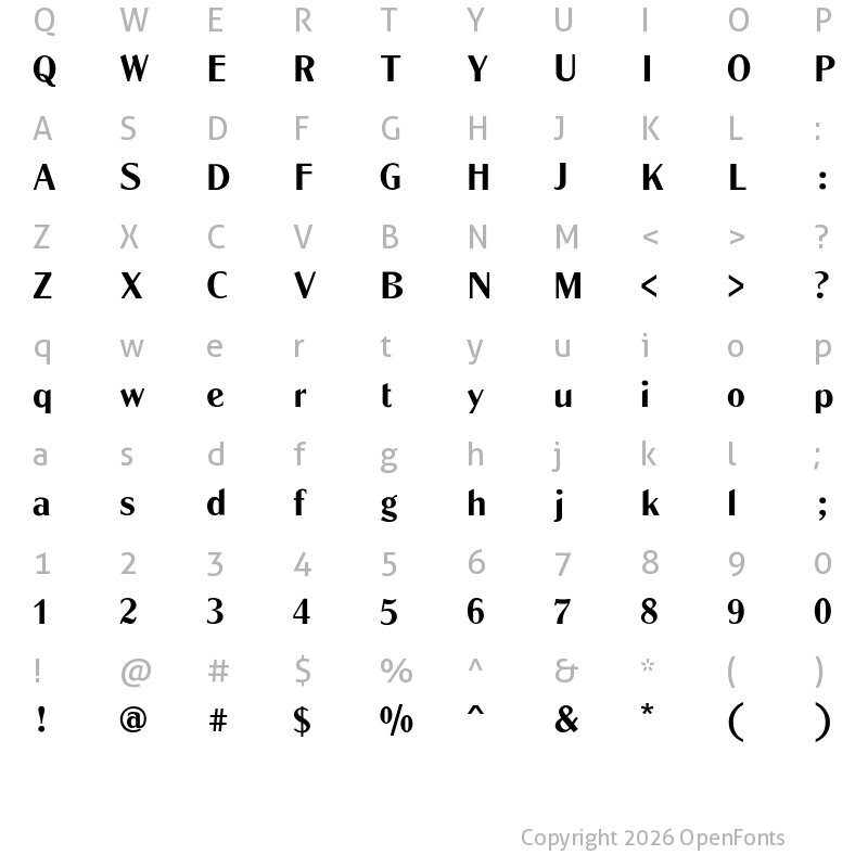 Character Map of LTC Globe Gothic Regular