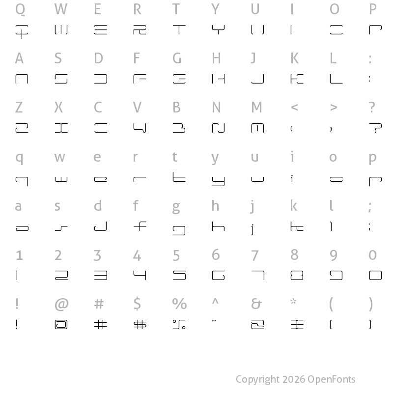 Character Map of ltr-04:wireflame Regular