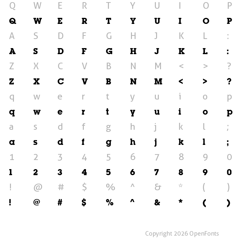 Character Map of Lubalin Graph ITC Turner Bold Regular