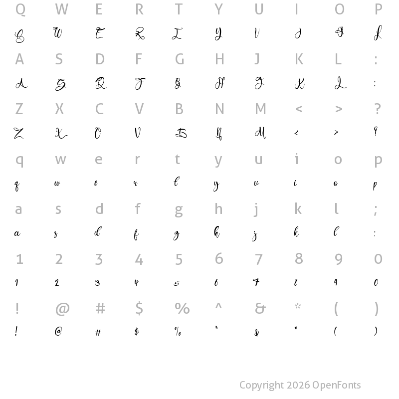 Character Map of Luckily Demo