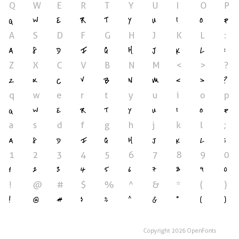 Character Map of Lucky Dip Alright Regular