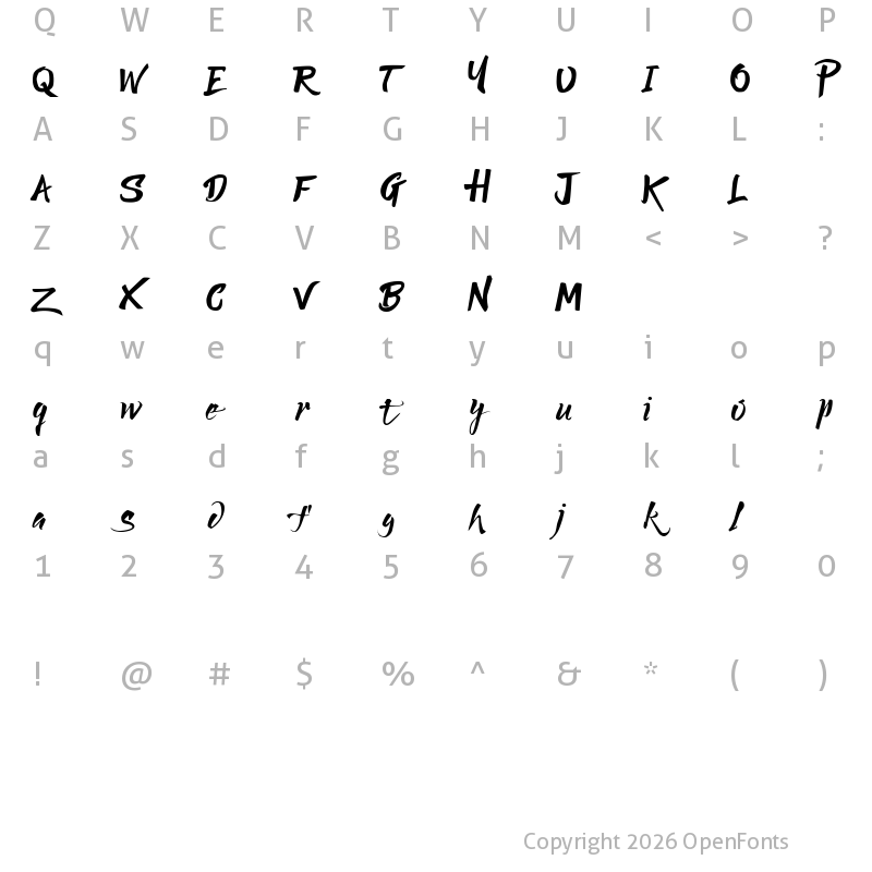 Character Map of Lucky Dream Demo Regular