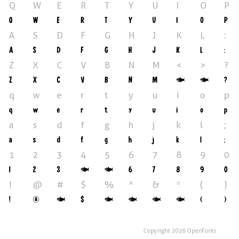 Character Map of Lucky Goldfish DEMO Regular