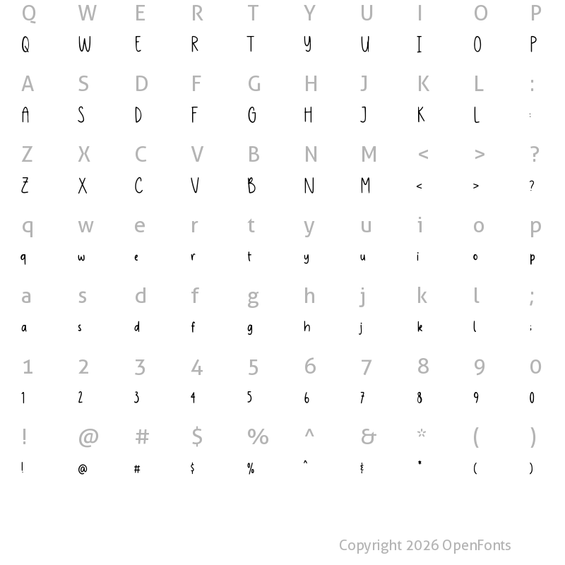 Character Map of Luckymoon Regular
