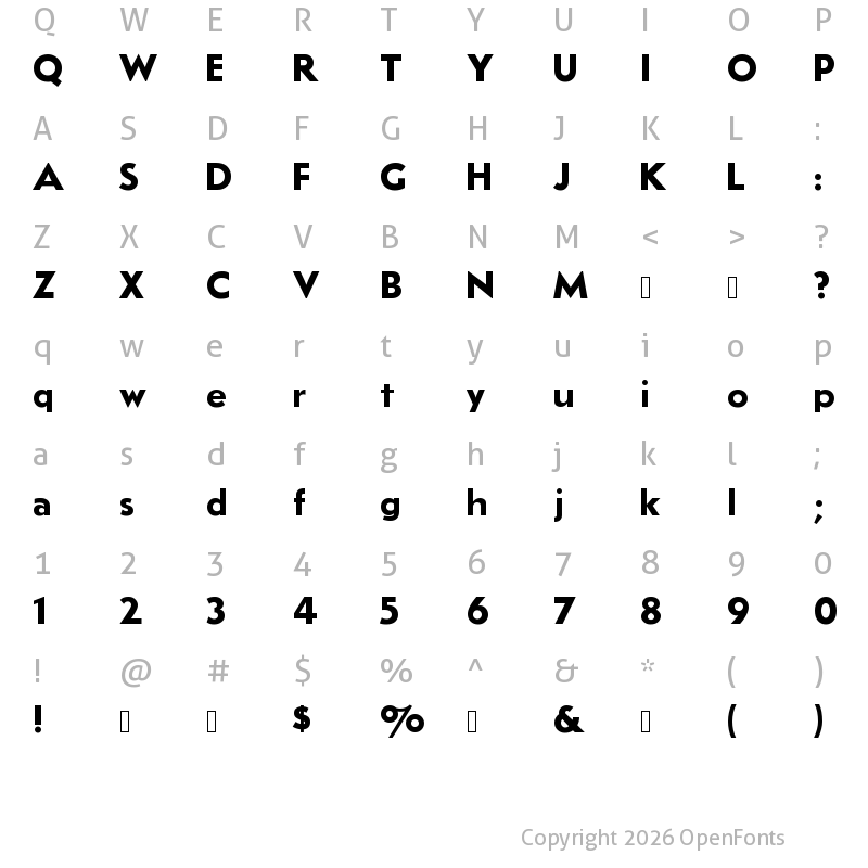 Character Map of LudlowTempo Bold