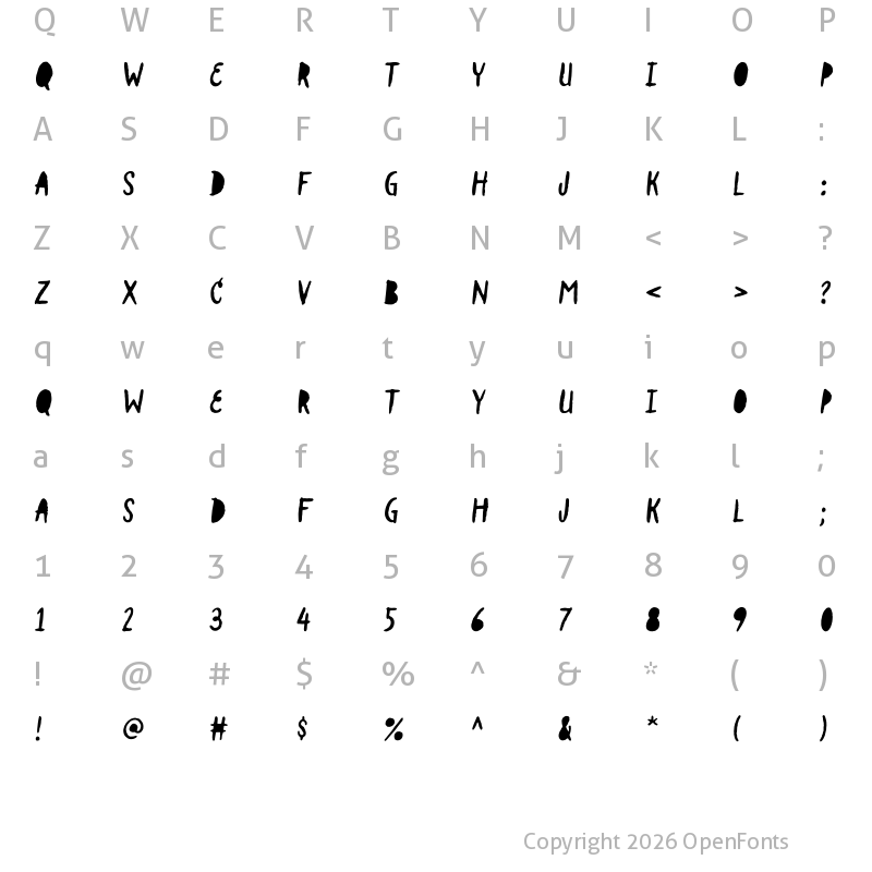 Character Map of Lullabies Text Fill