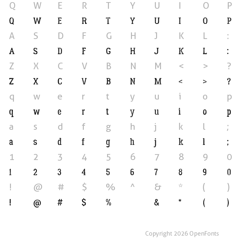 Character Map of Lumberjack Inline Rough