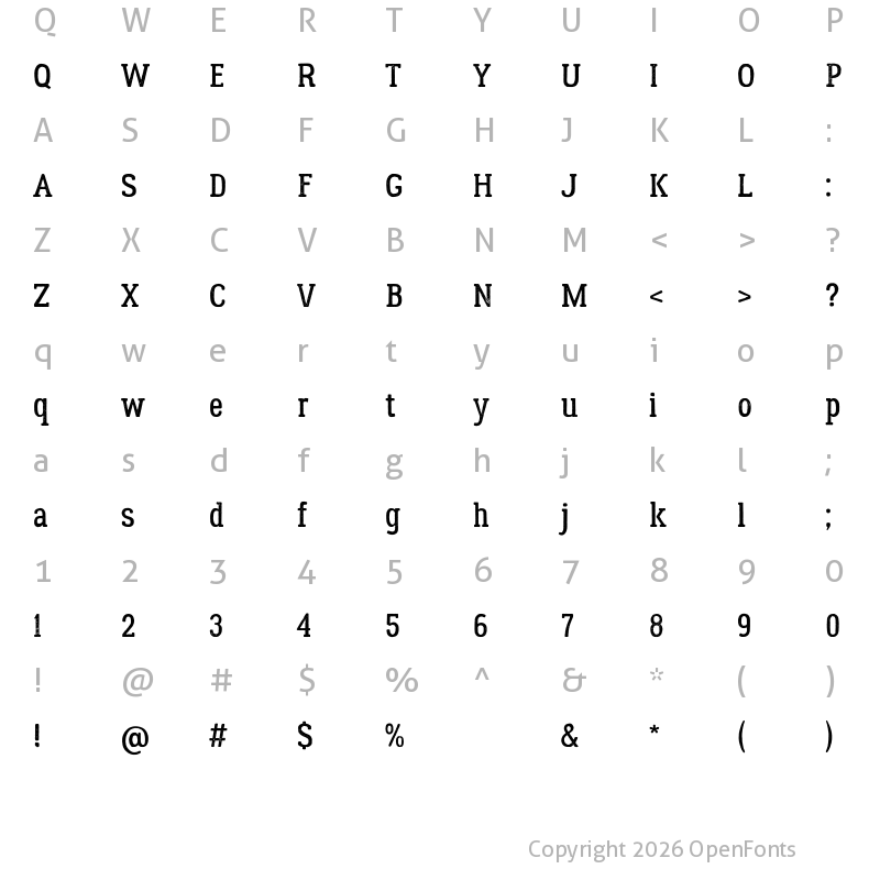 Character Map of Lumberjack Rough