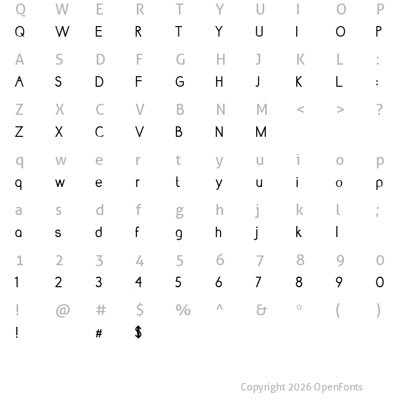 Character Map of Lumnia Regular