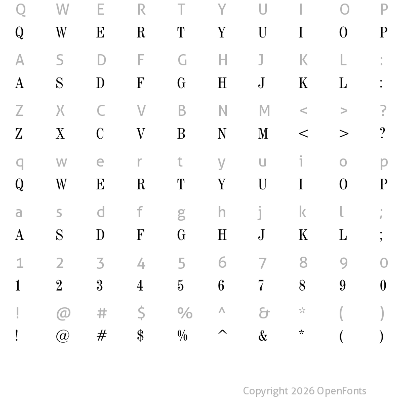 Character Map of LUNAR Regular