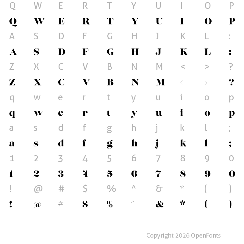 Character Map of Lust Regular