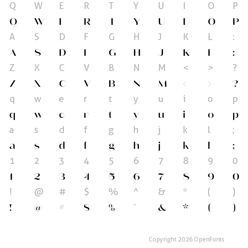 Character Map of Lust Sans Medium