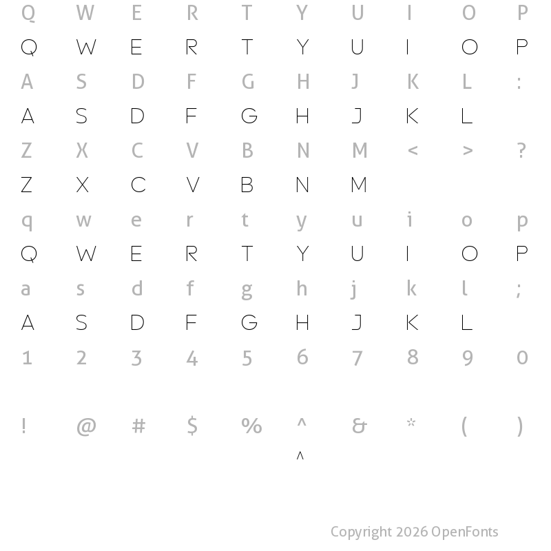 Character Map of Lustrous Thin