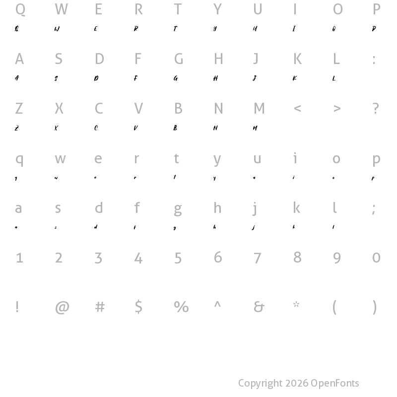 Character Map of Lutton Park Free Regular