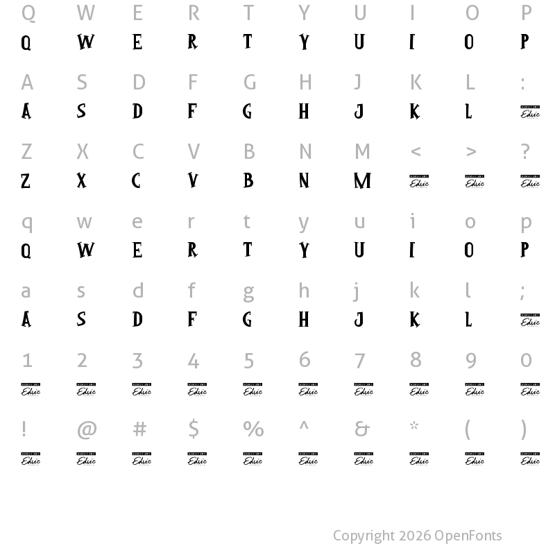 Character Map of Luvi Hollis Demo Regular