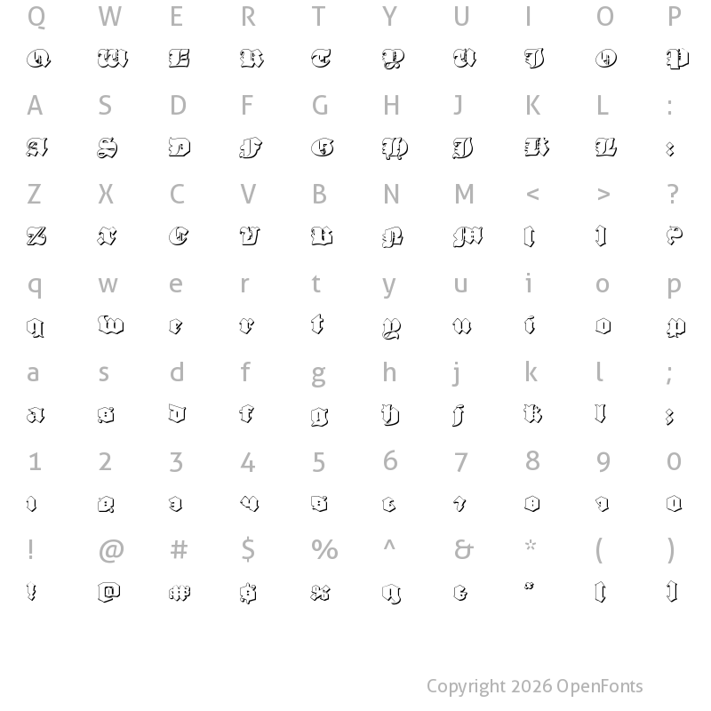 Character Map of Lux Contra Tenebras 3D Regular