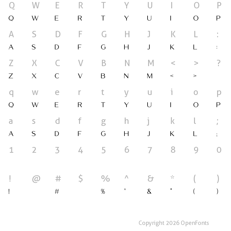 Character Map of Luxerie Regular