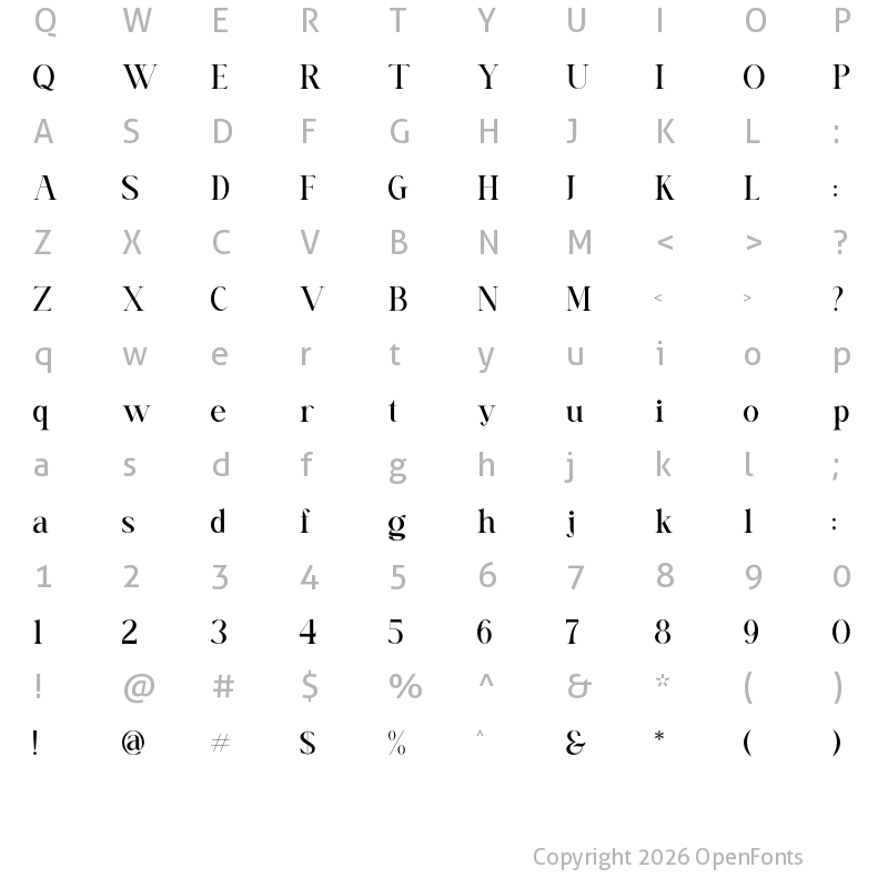Character Map of Luxoria Regular