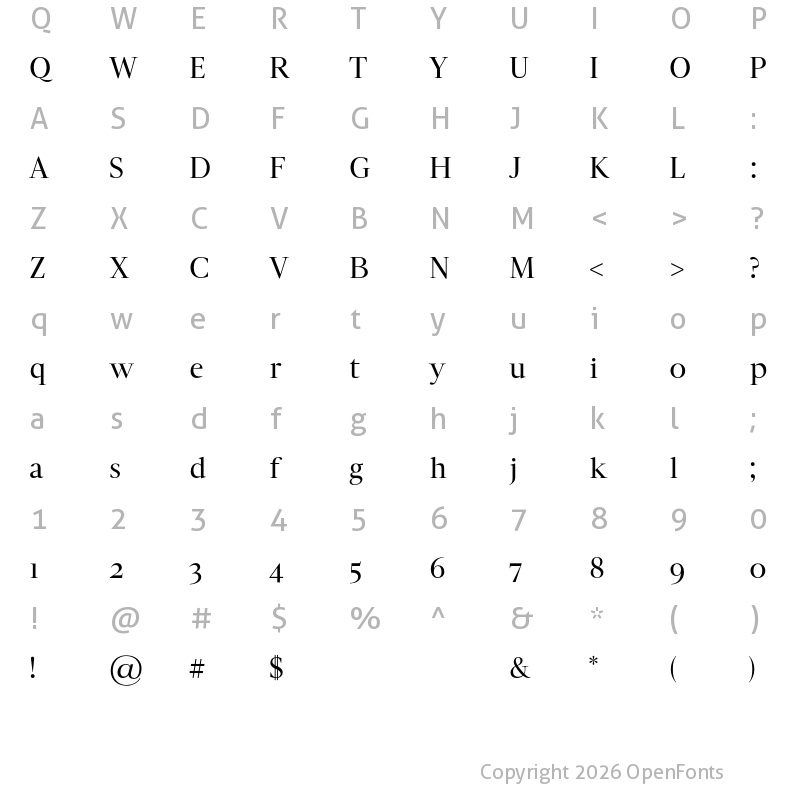 Character Map of Luzia Regular