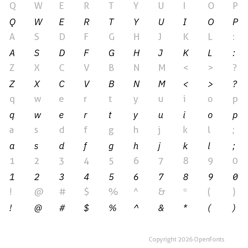 Character Map of LVC Sans Italic