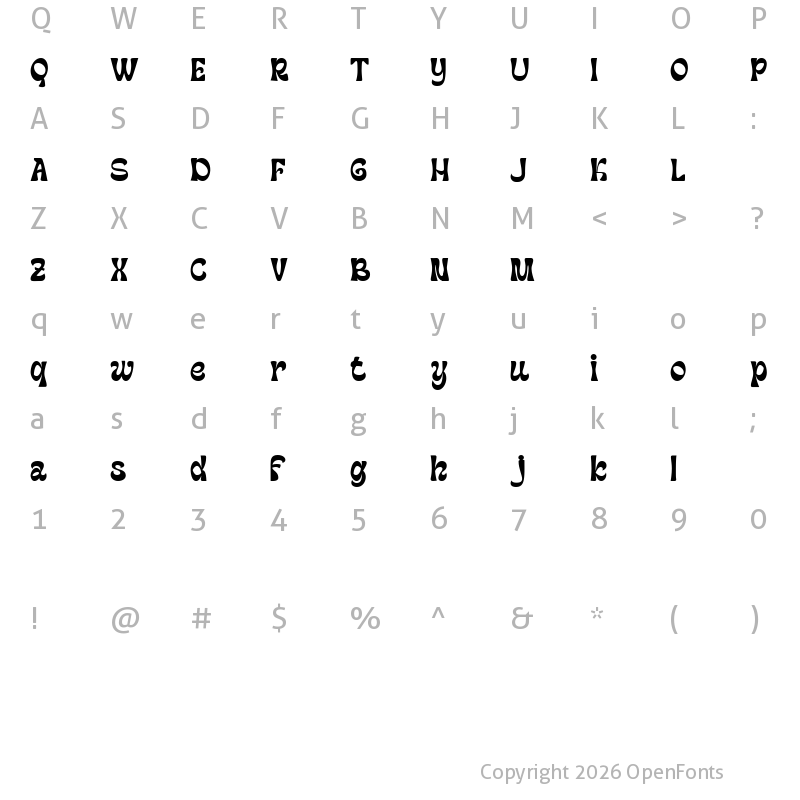 Character Map of Machinkly Regular
